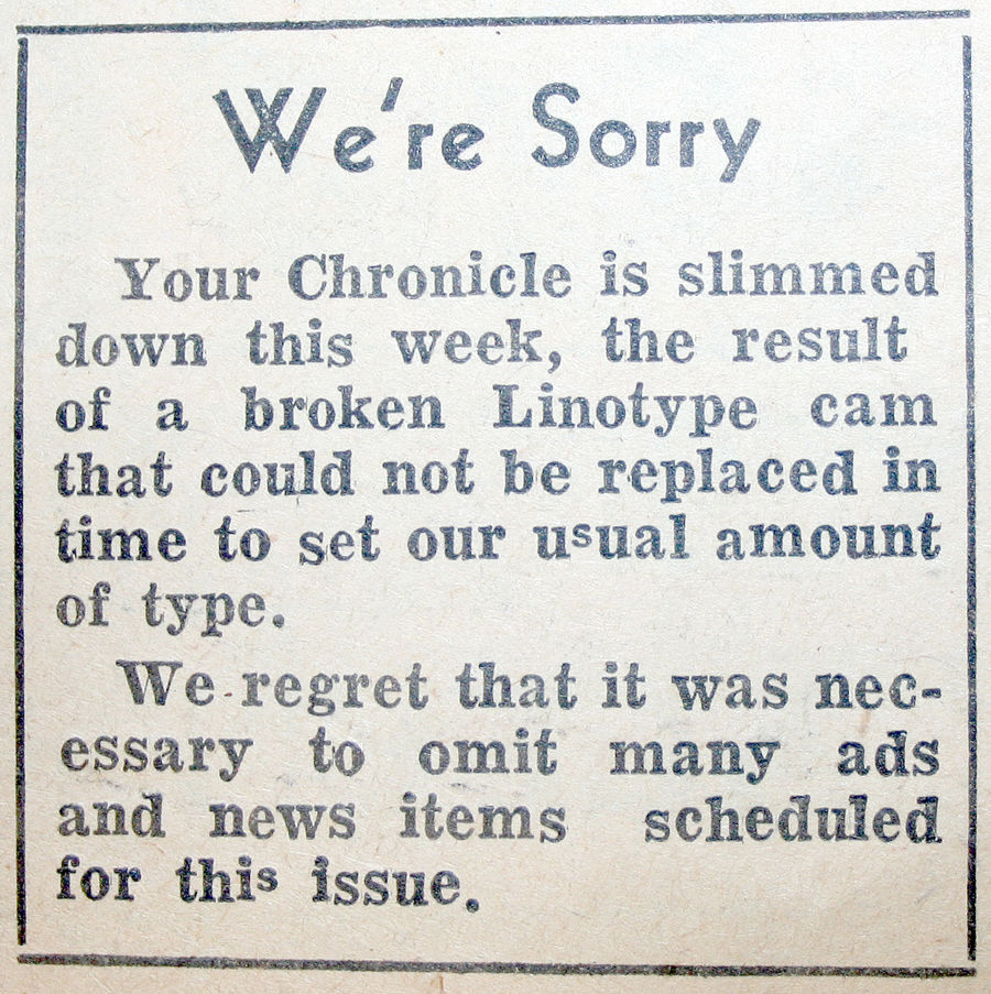 Were Sorry Broken Linotype